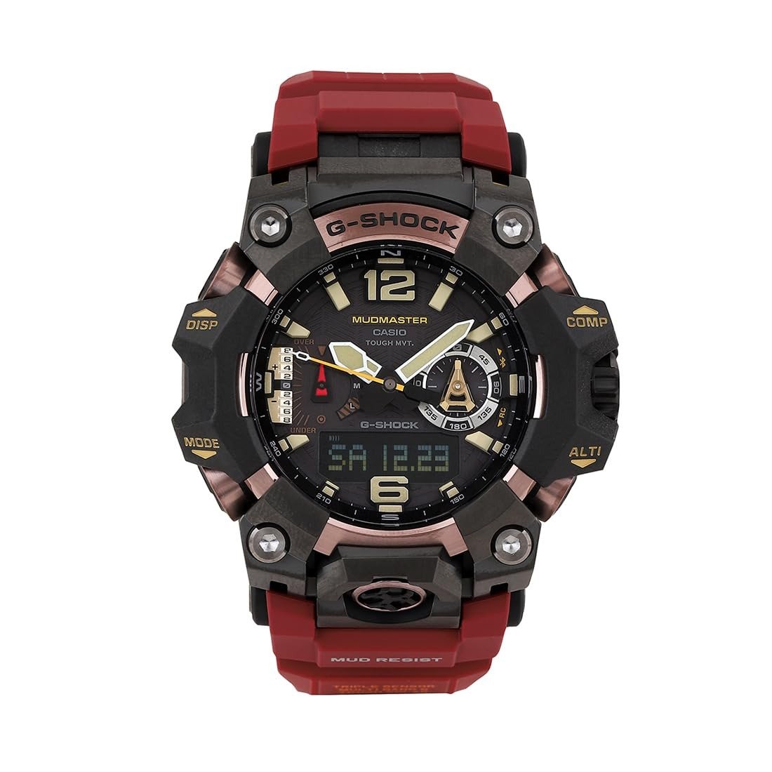 GWG-B1000-1A4DR Rose Gold IP Analog-Digital Dial Red Resin Strap