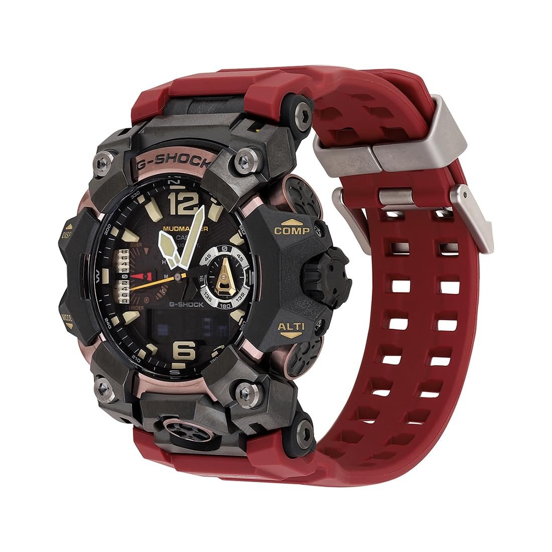 GWG-B1000-1A4DR Rose Gold IP Analog-Digital Dial Red Resin Strap - Image 3